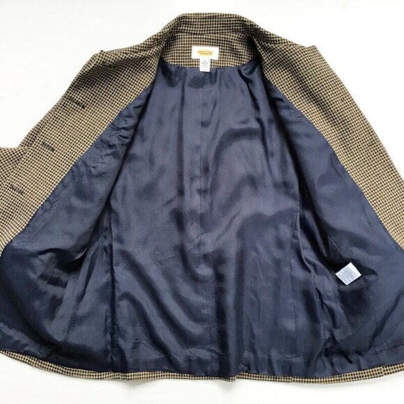 Talbots Vintage Houndstooth Blazer Jacket Womens Size 4 Brown Worsted Wool USA - Picture 9 of 11